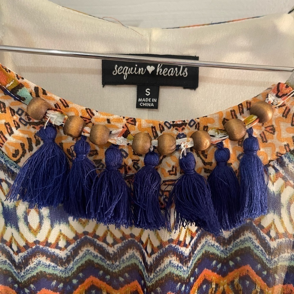 Sequin Heart boho Style Dress Women’s Size Small - Picture 11 of 11